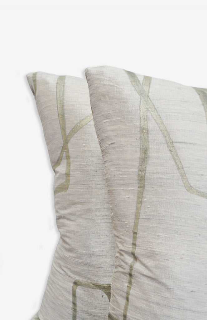 Argent Form Throw Pillow on Silk Dupioni