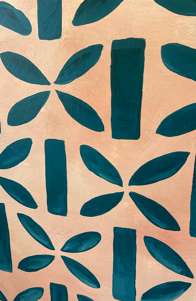 Graced - Teal on Peche - Canvas 24 x 48