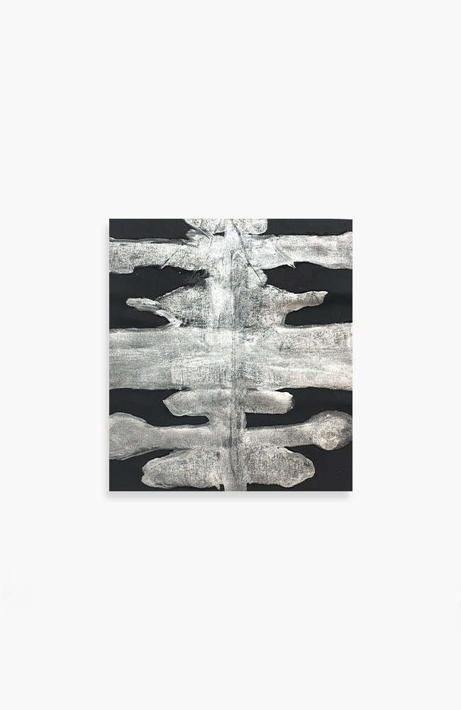 Ink Blots - Silver on Grey Linen 25 x 23