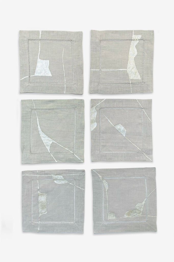 Pale Grey Kintsugi Cocktail Napkins - Set of Six