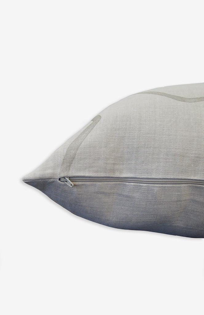 Silver Form Throw Pillow on Linen