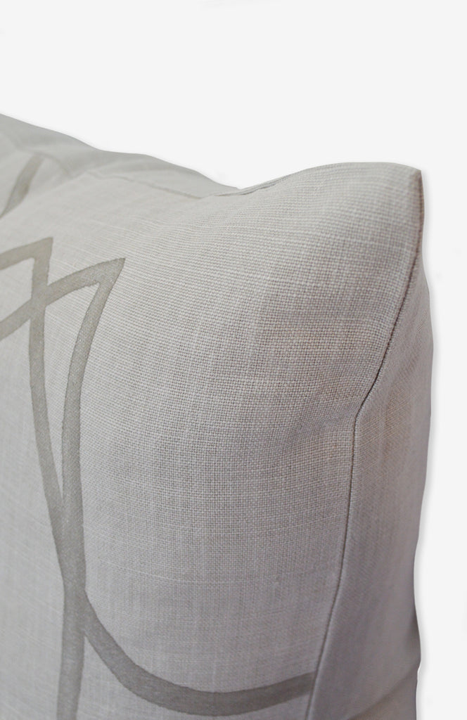 Silver Form Throw Pillow on Linen