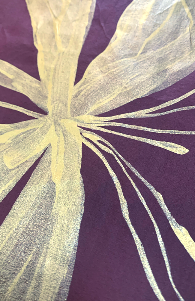 Flora & Fauna - Or and Maroon - 4 Ft Roll
