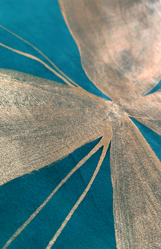 Flora & Fauna - Or and Teal - 5 Ft Roll