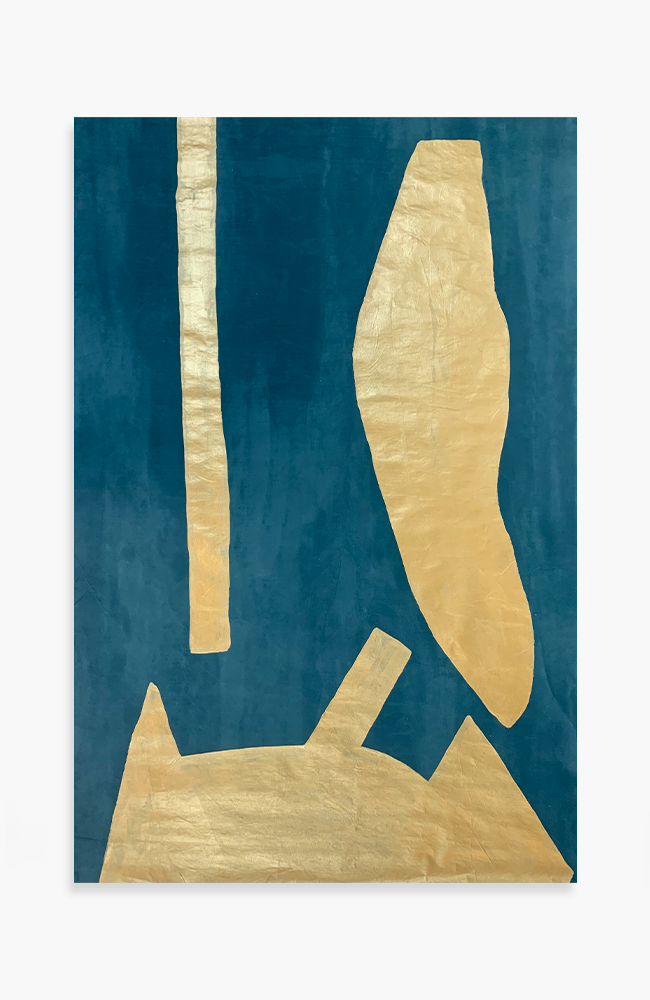 Modified Kuba - Teal and Gold 58 x 39