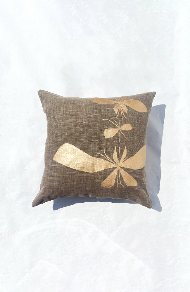 Flora & Fauna - Pale Gold Throw Pillow
