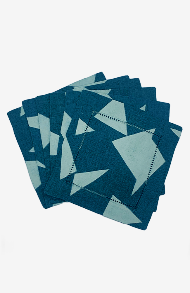 Refracted - Teal Cocktail Napkins - Set of Six
